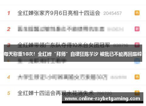 每天称重10次！全红婵“拜师”自律狂陈芋汐 被批已不能再回巅峰